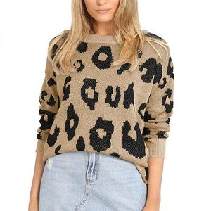 MOLFROA Long Sleeve Leopard Print Sweater